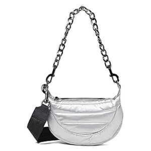 Think Royln Tiny Dancer Crossbody - Small Silver Liquid NWT